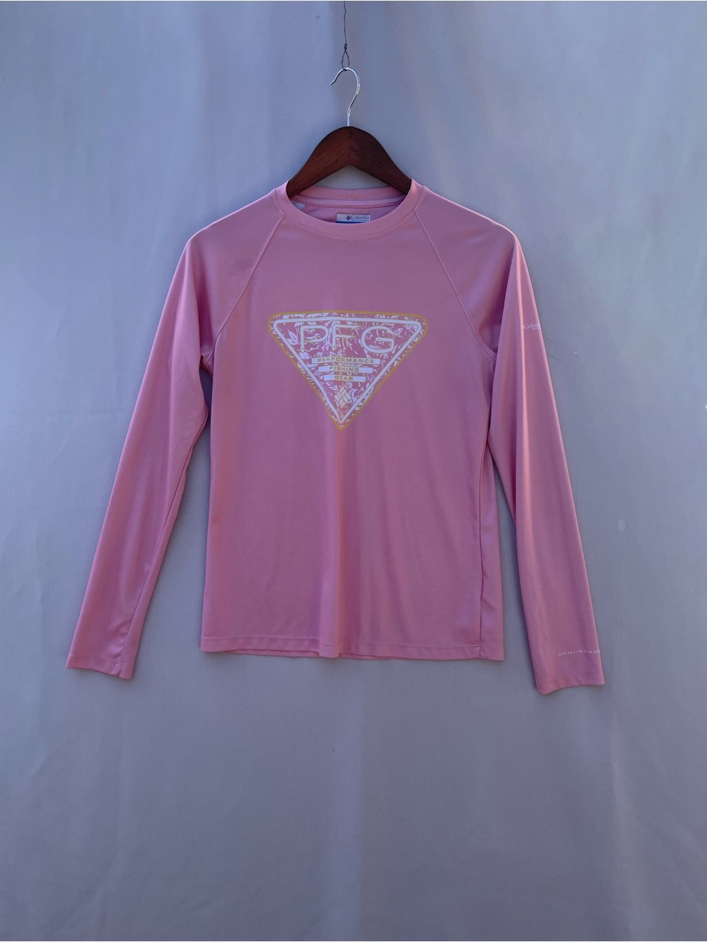 Columbia PFG Omni Shade Pink Long Sleeve Fishing Shirt Small UPF Sun Protection